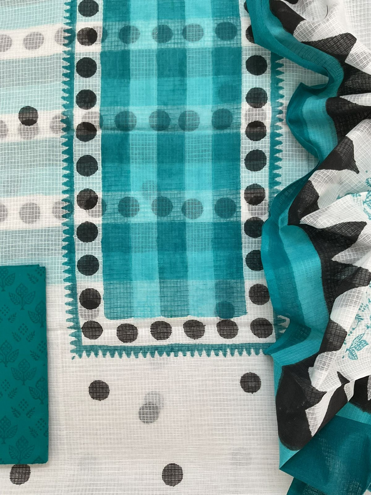 Pure Kota Cotton Printed Suit - White