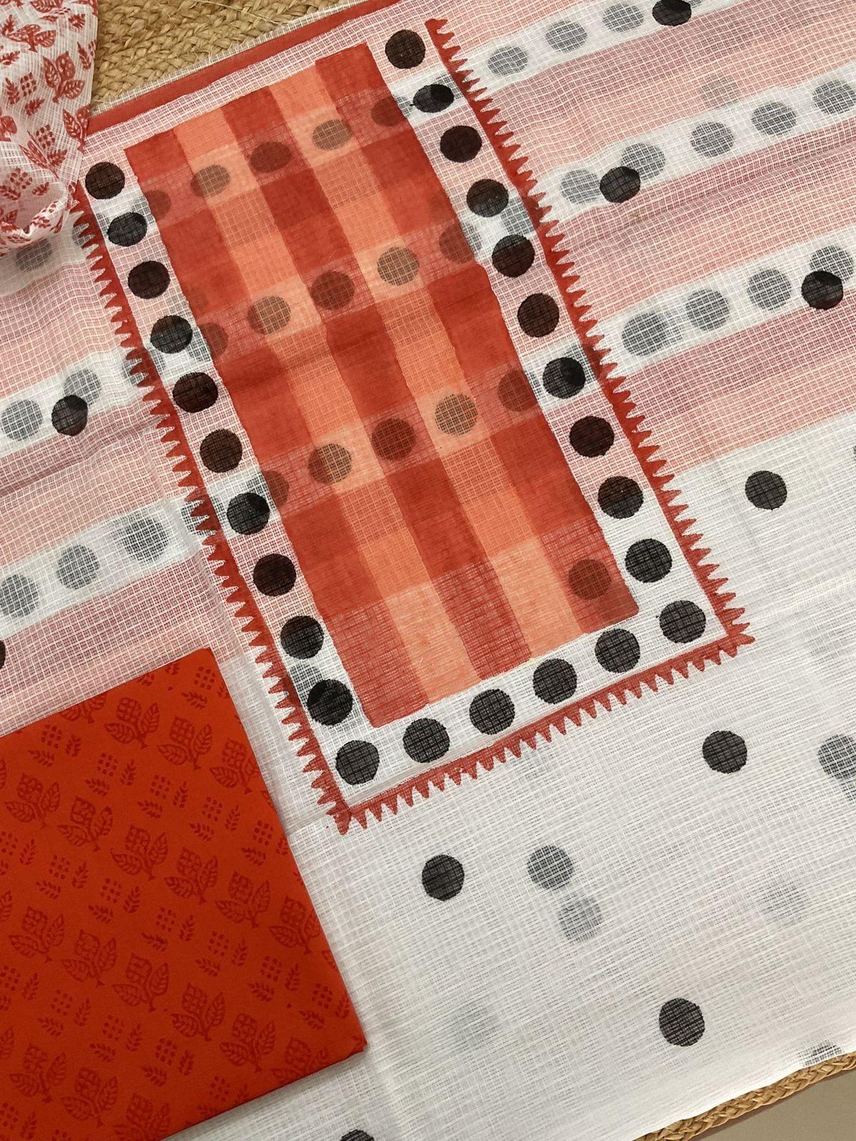 Pure Kota Cotton Printed Suit - White