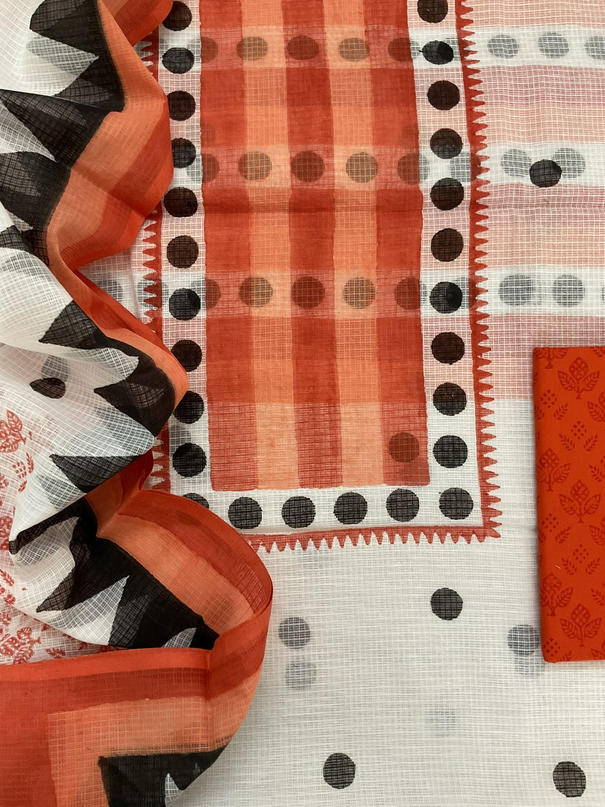 Pure Kota Cotton Printed Suit - White