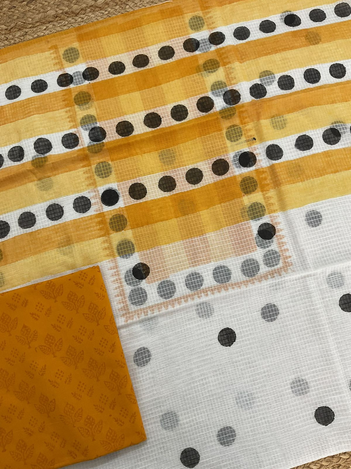 Pure Kota Cotton Printed Suit - White