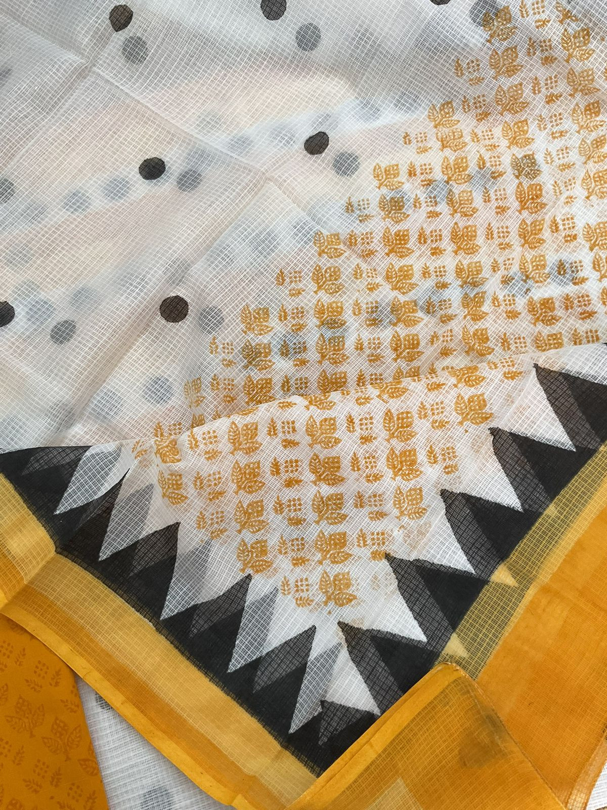 Pure Kota Cotton Printed Suit - White