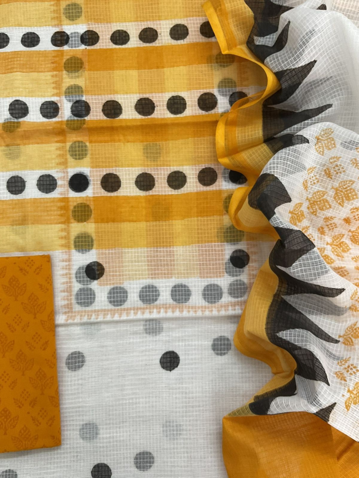 Pure Kota Cotton Printed Suit - White