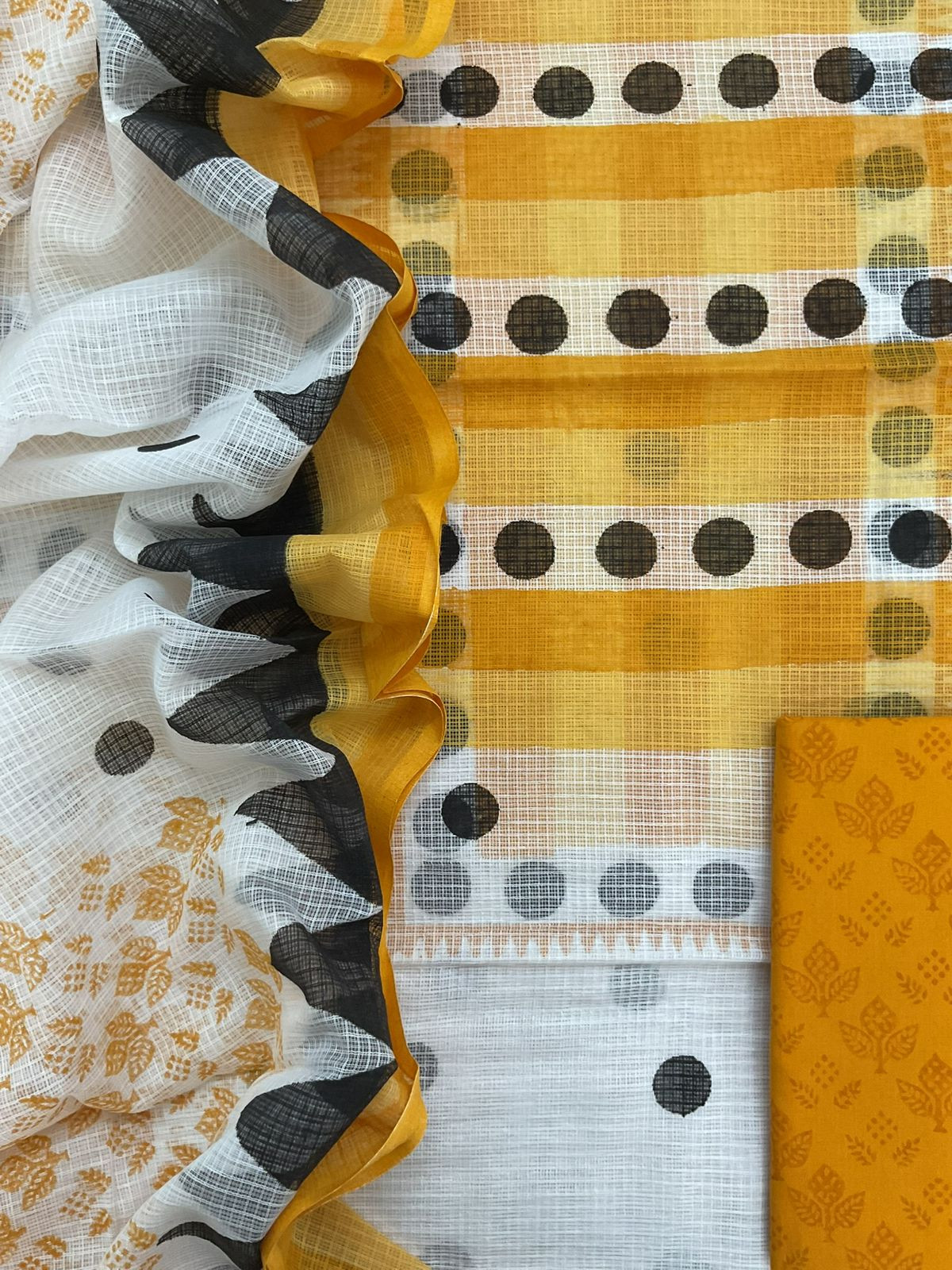 Pure Kota Cotton Printed Suit - White