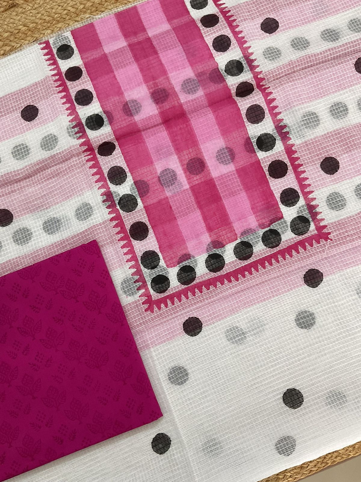 Pure Kota Cotton Printed Suit - White