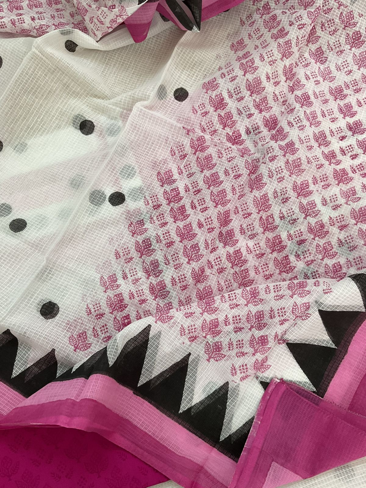 Pure Kota Cotton Printed Suit - White