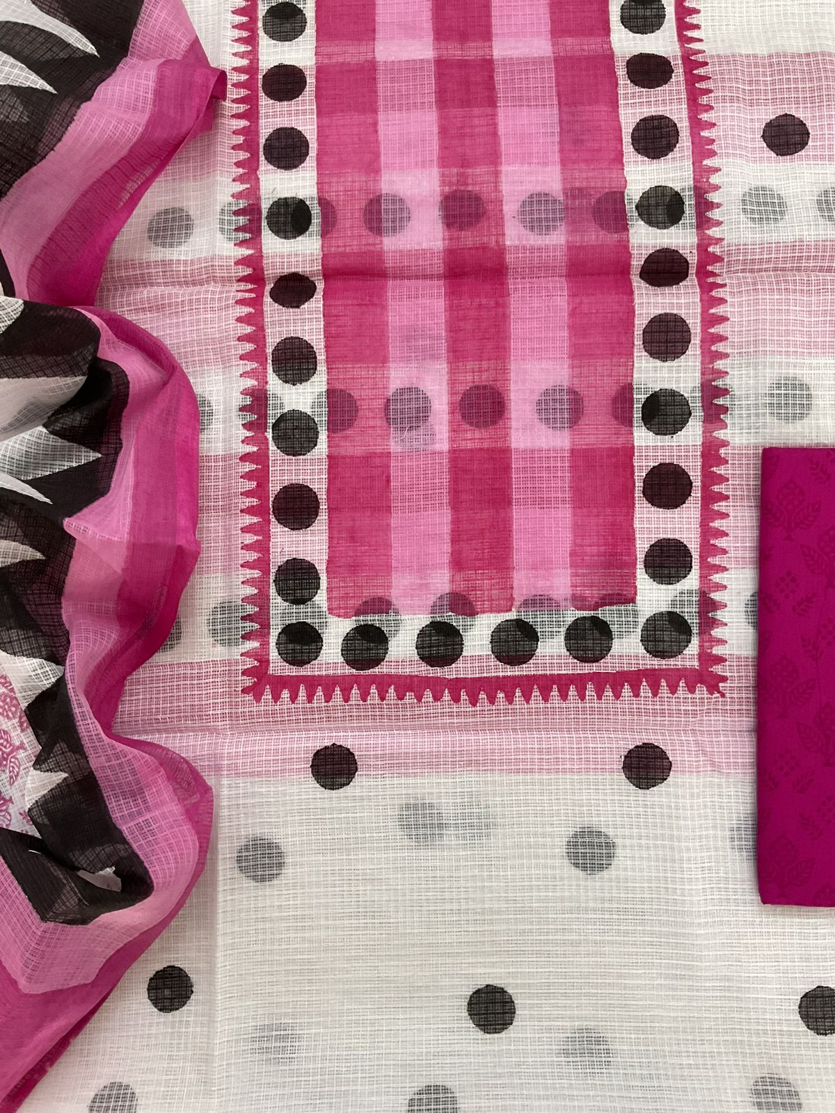 Pure Kota Cotton Printed Suit - White