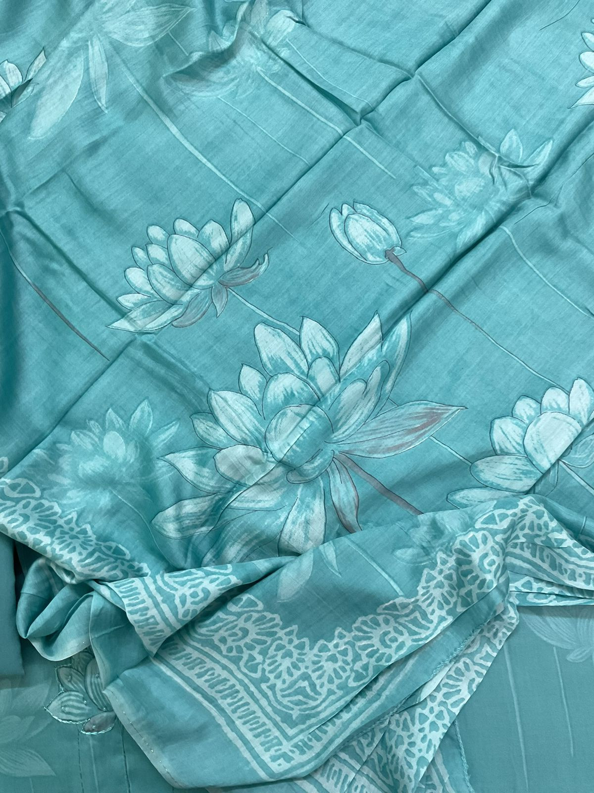Pure Jaam Cotton Printed Embroidered Suit - Sea Green