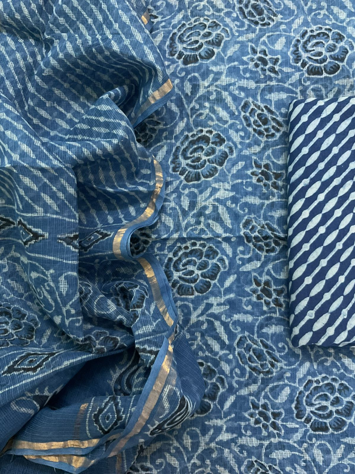 Pure Kota Cotton Printed Suit - Blue