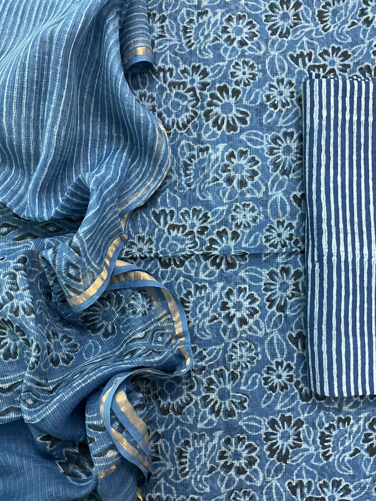 Pure Kota Cotton Printed Suit - Blue