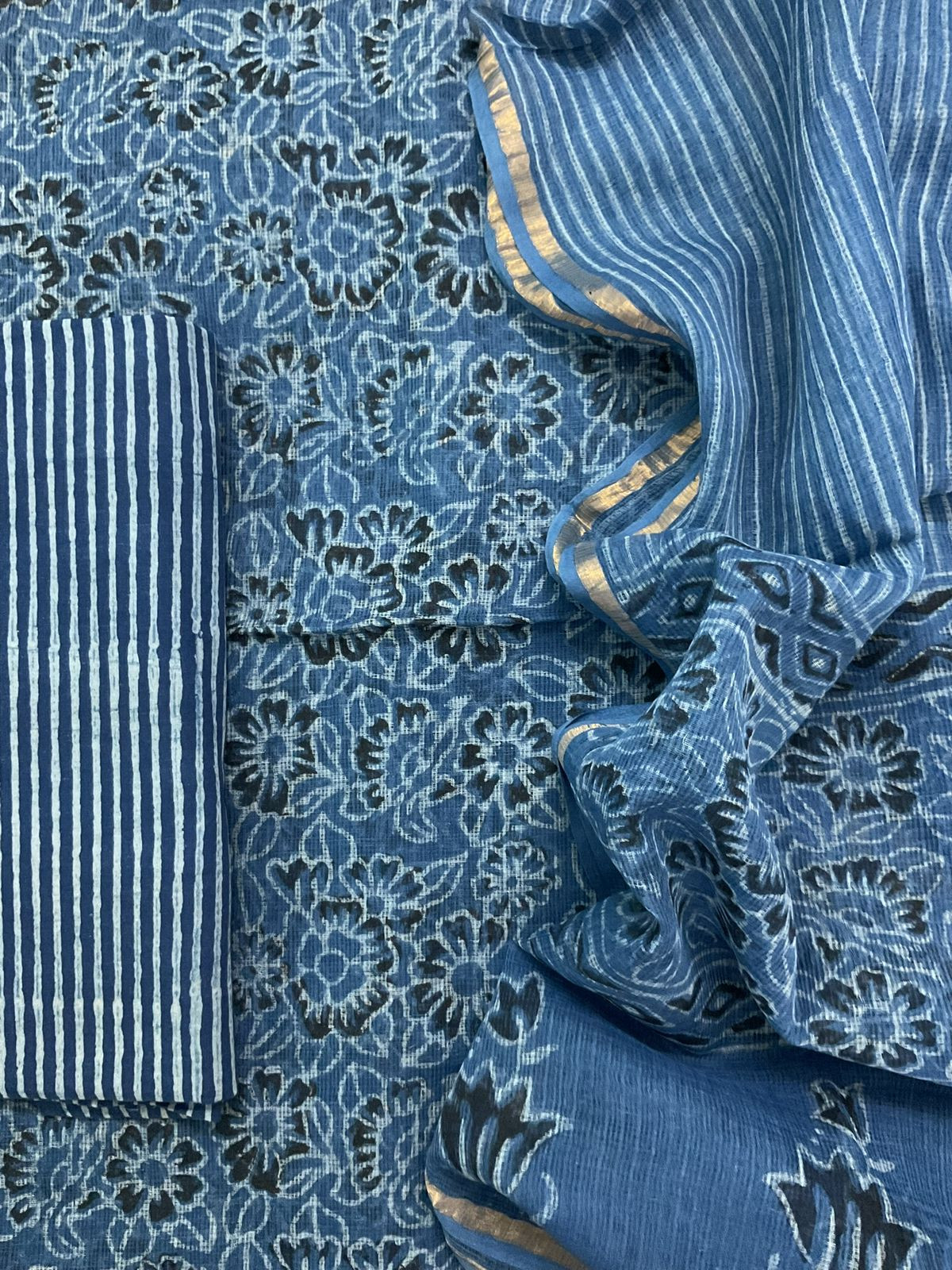 Pure Kota Cotton Printed Suit - Blue