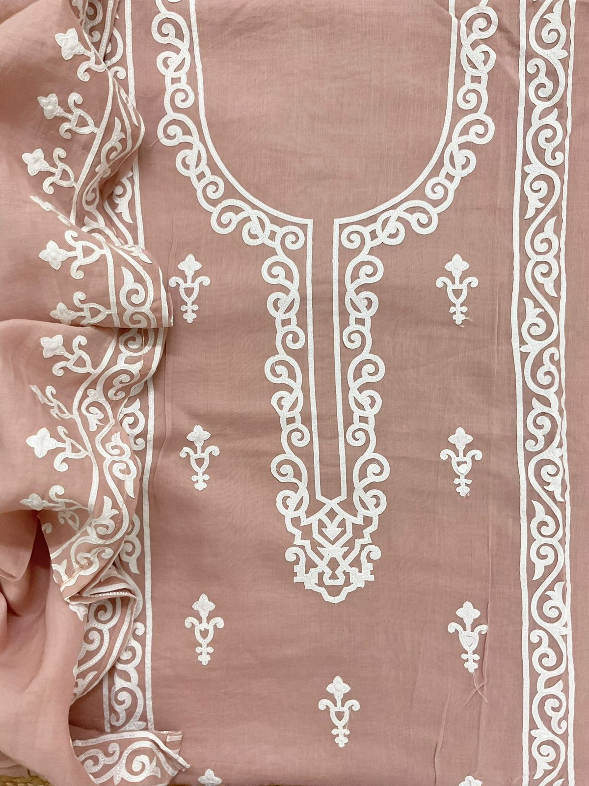 Soft Chanderi Embroidered Suit - Onion Pink