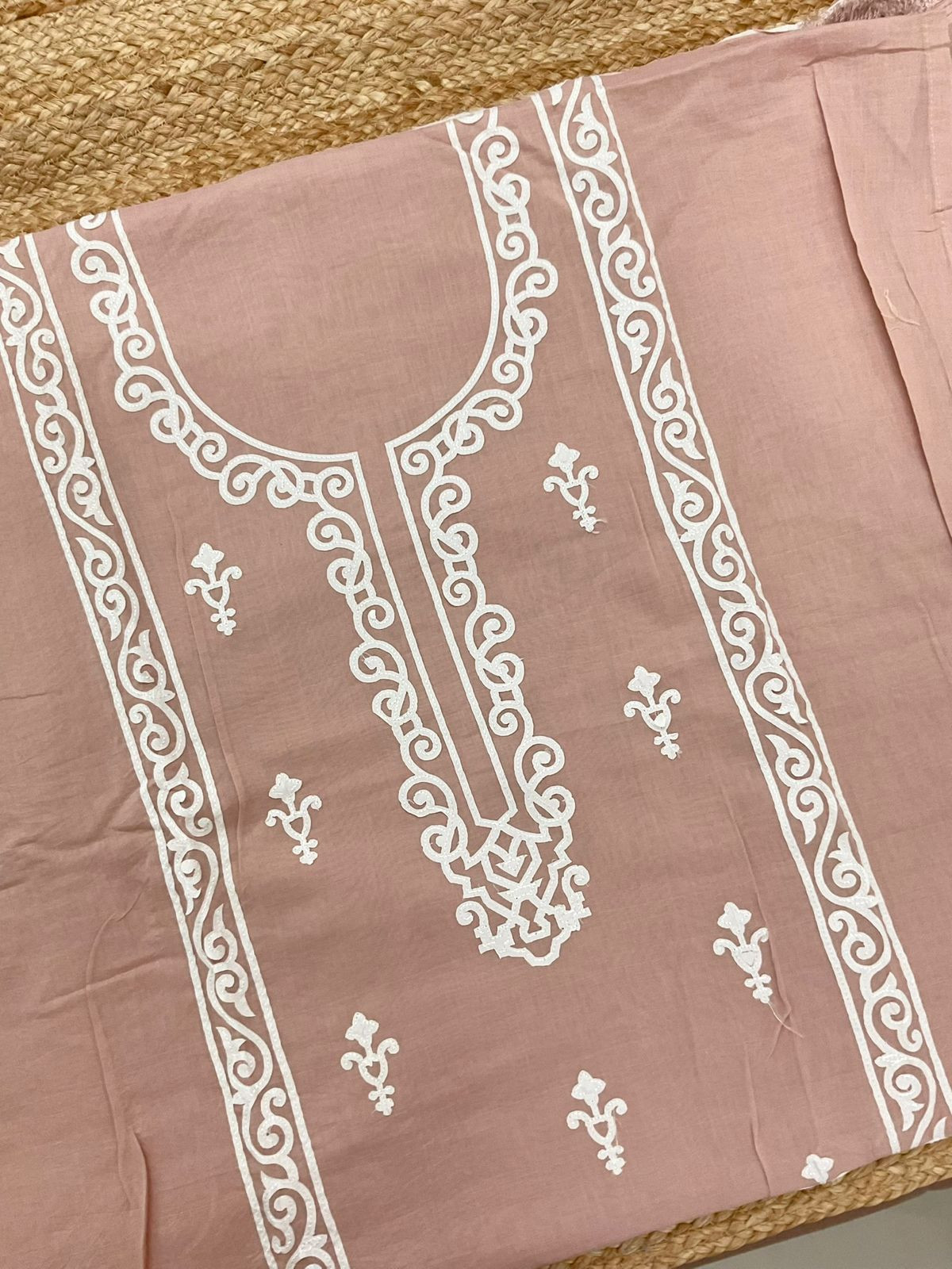Soft Chanderi Embroidered Suit - Onion Pink