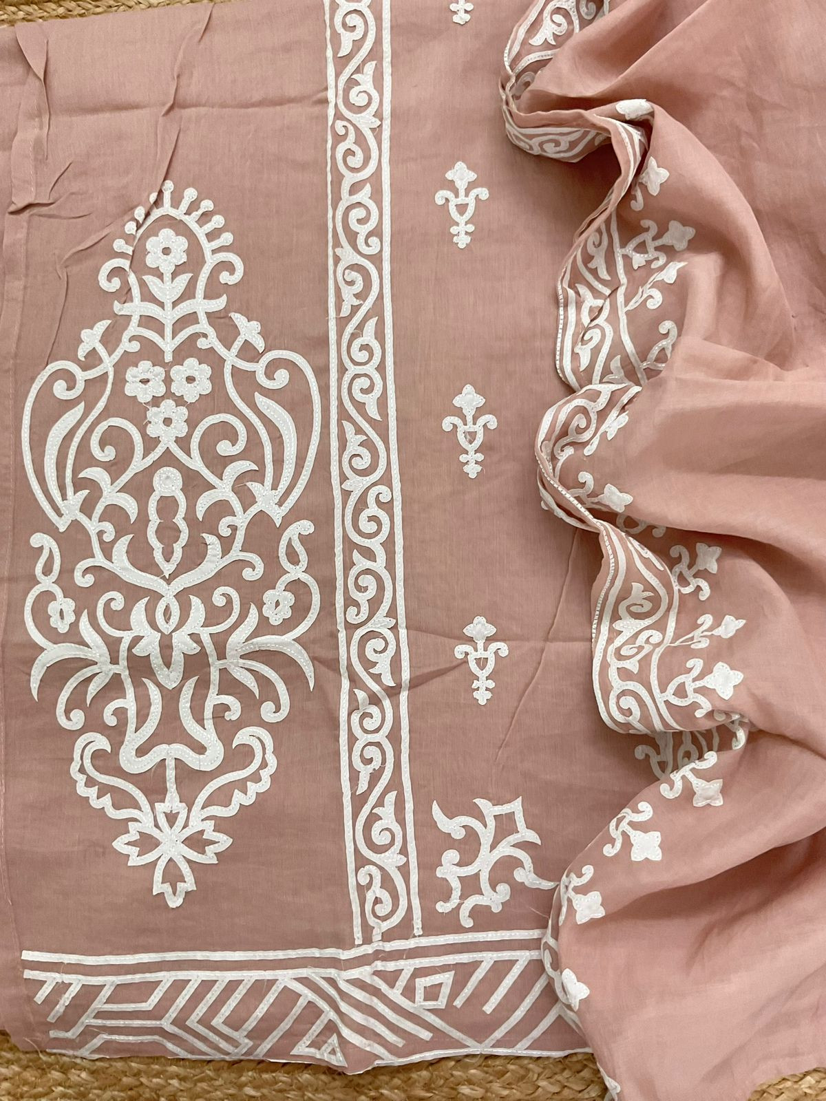 Soft Chanderi Embroidered Suit - Onion Pink