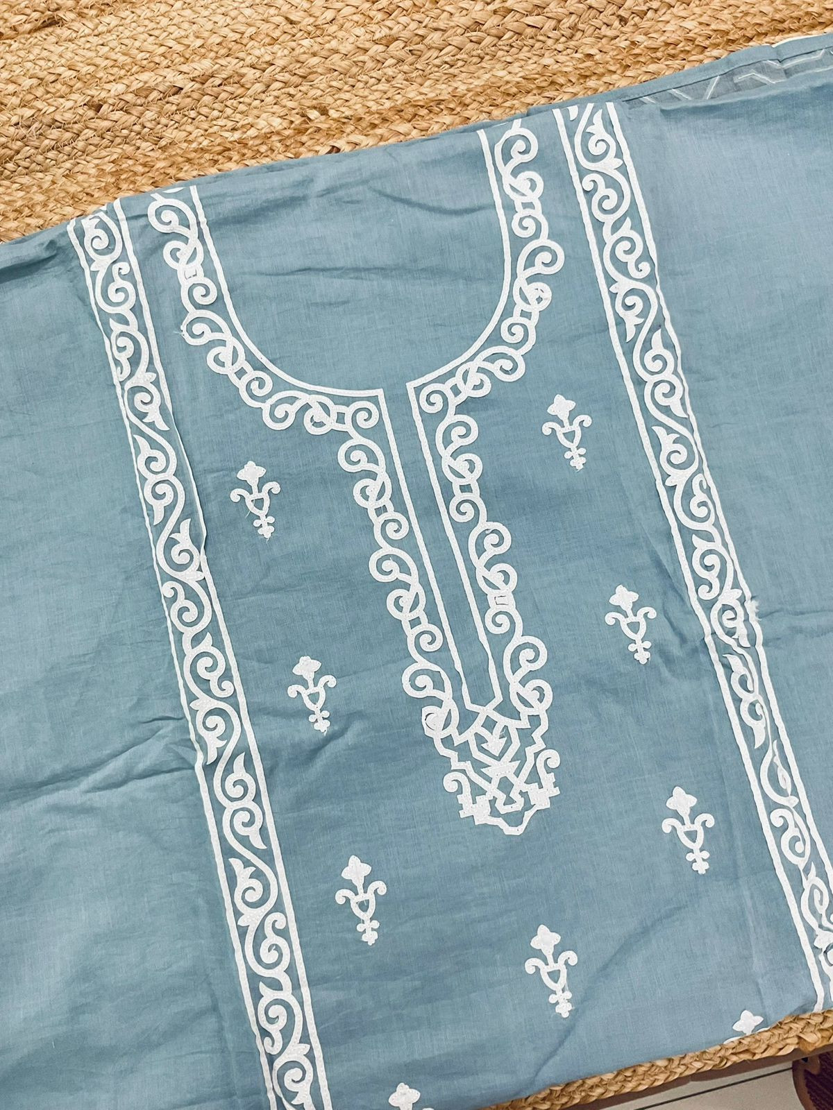 Soft Chanderi Embroidered Suit - Blue