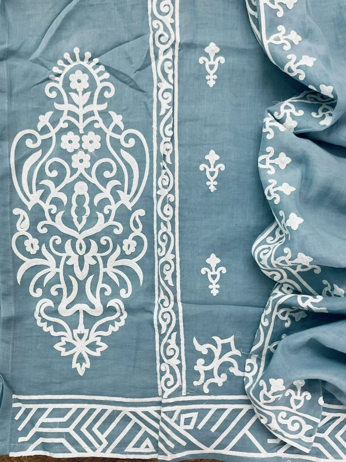 Soft Chanderi Embroidered Suit - Blue