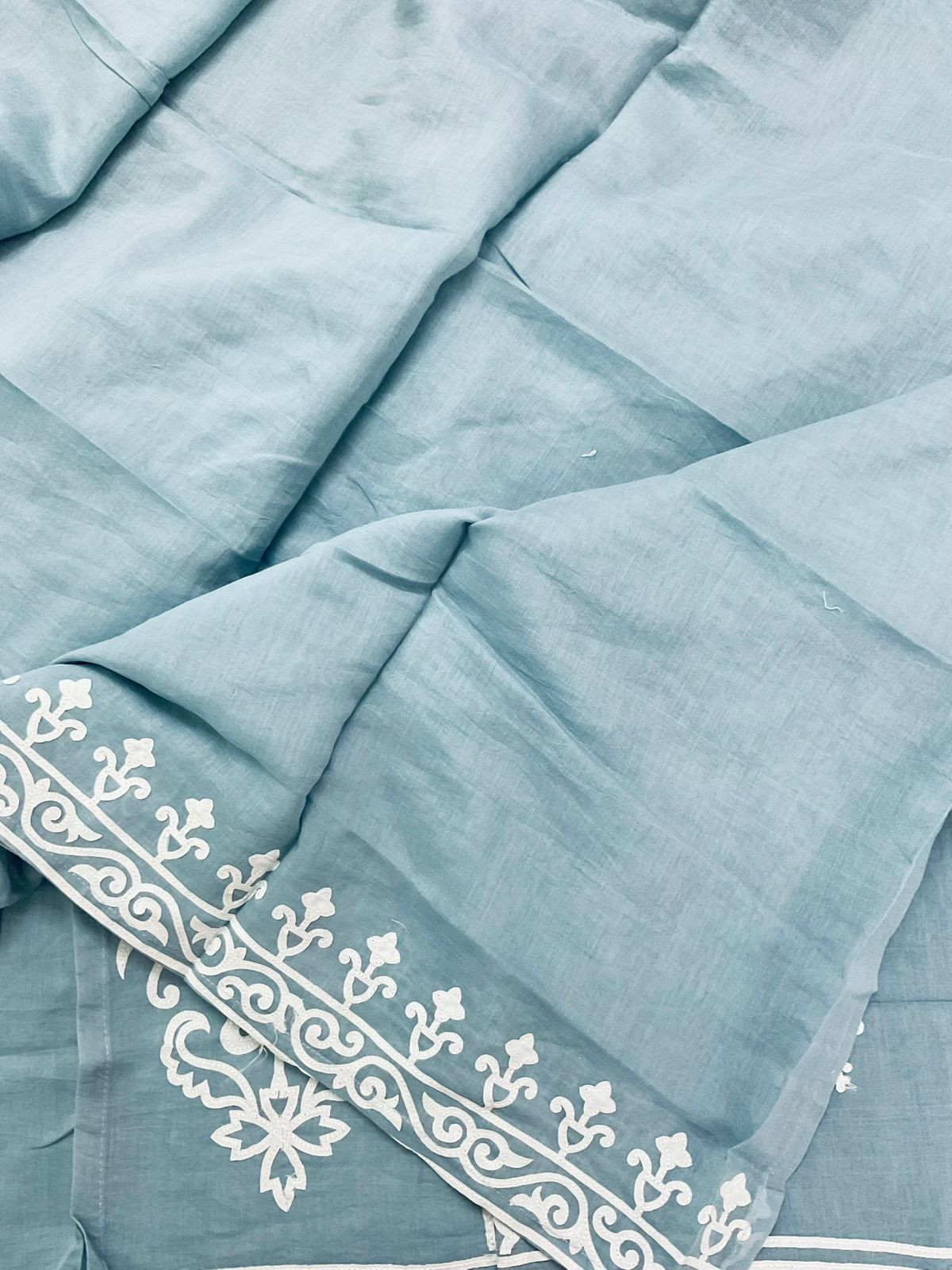 Soft Chanderi Embroidered Suit - Blue