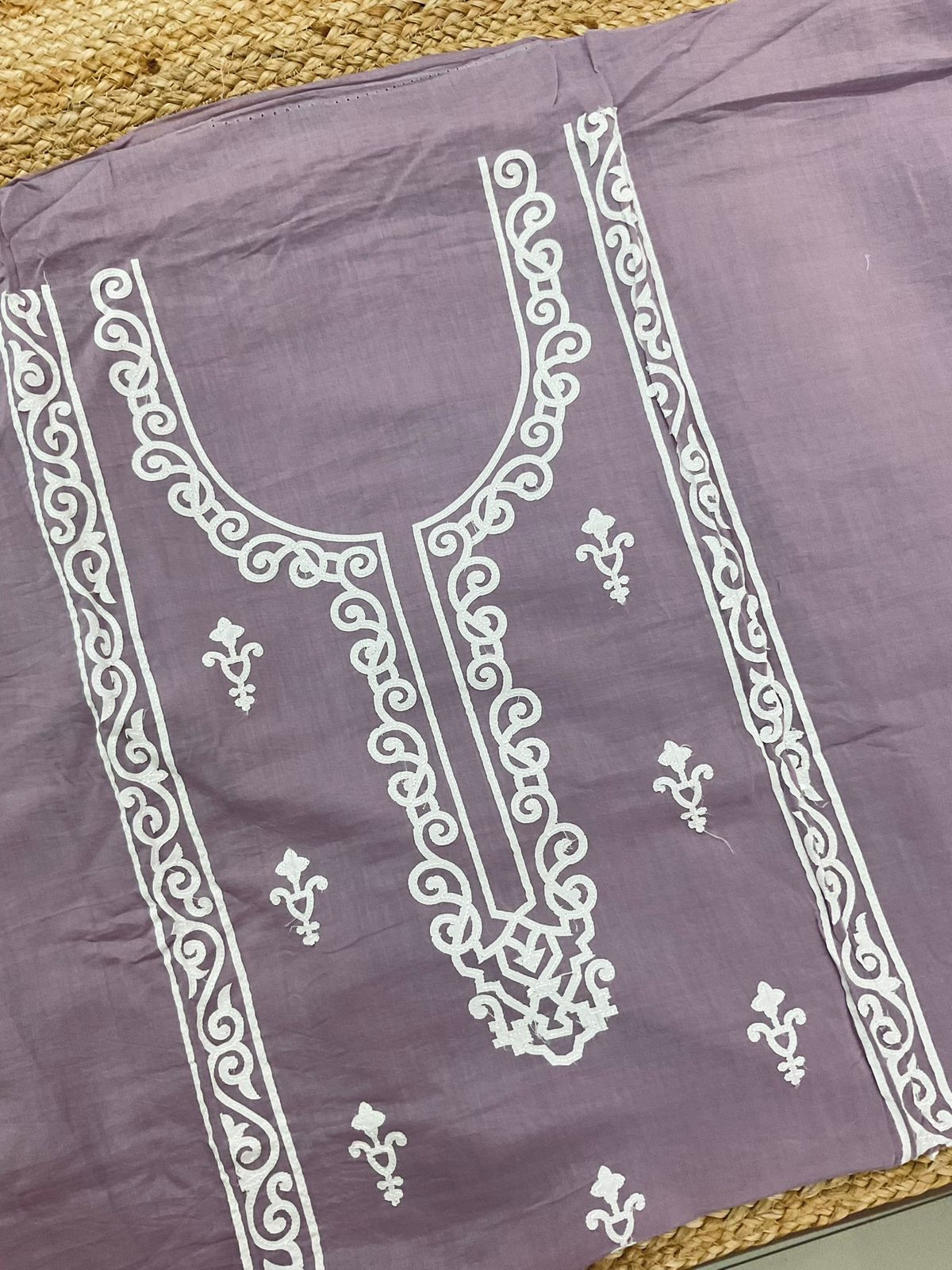 Soft Chanderi Embroidered Suit - Purple