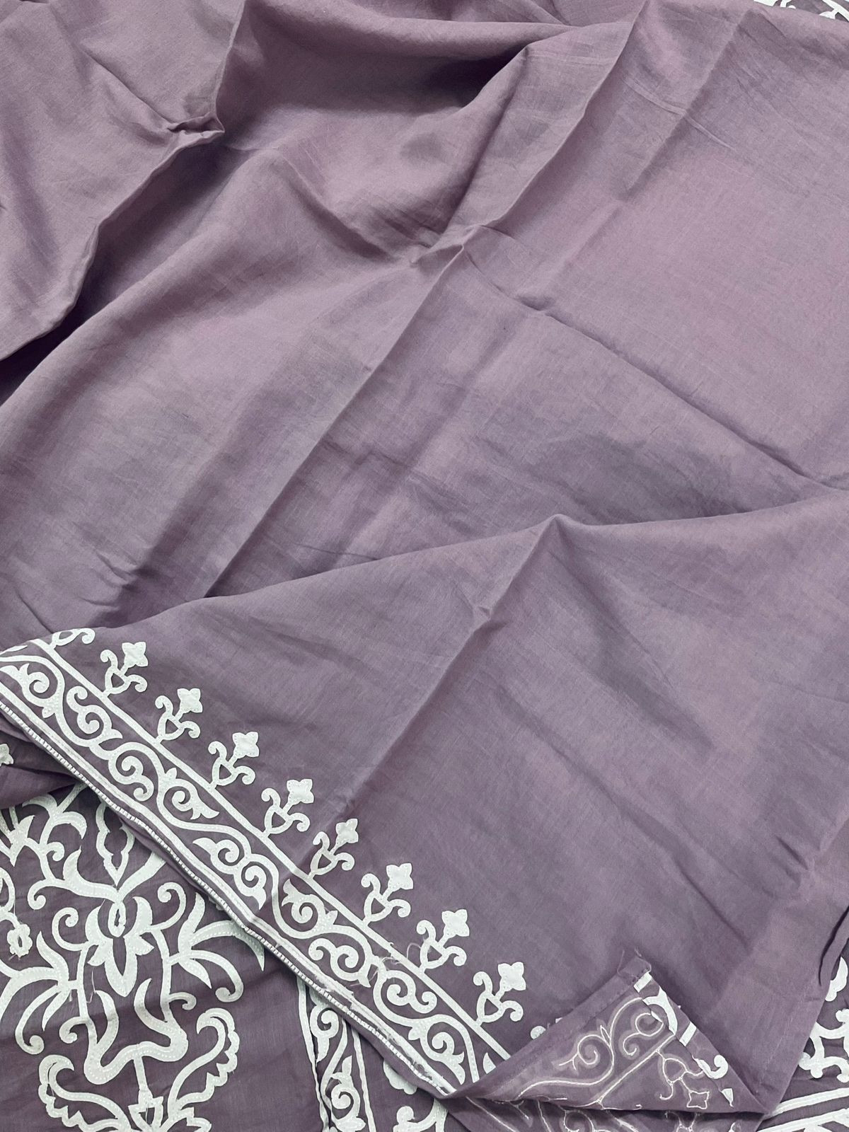 Soft Chanderi Embroidered Suit - Purple