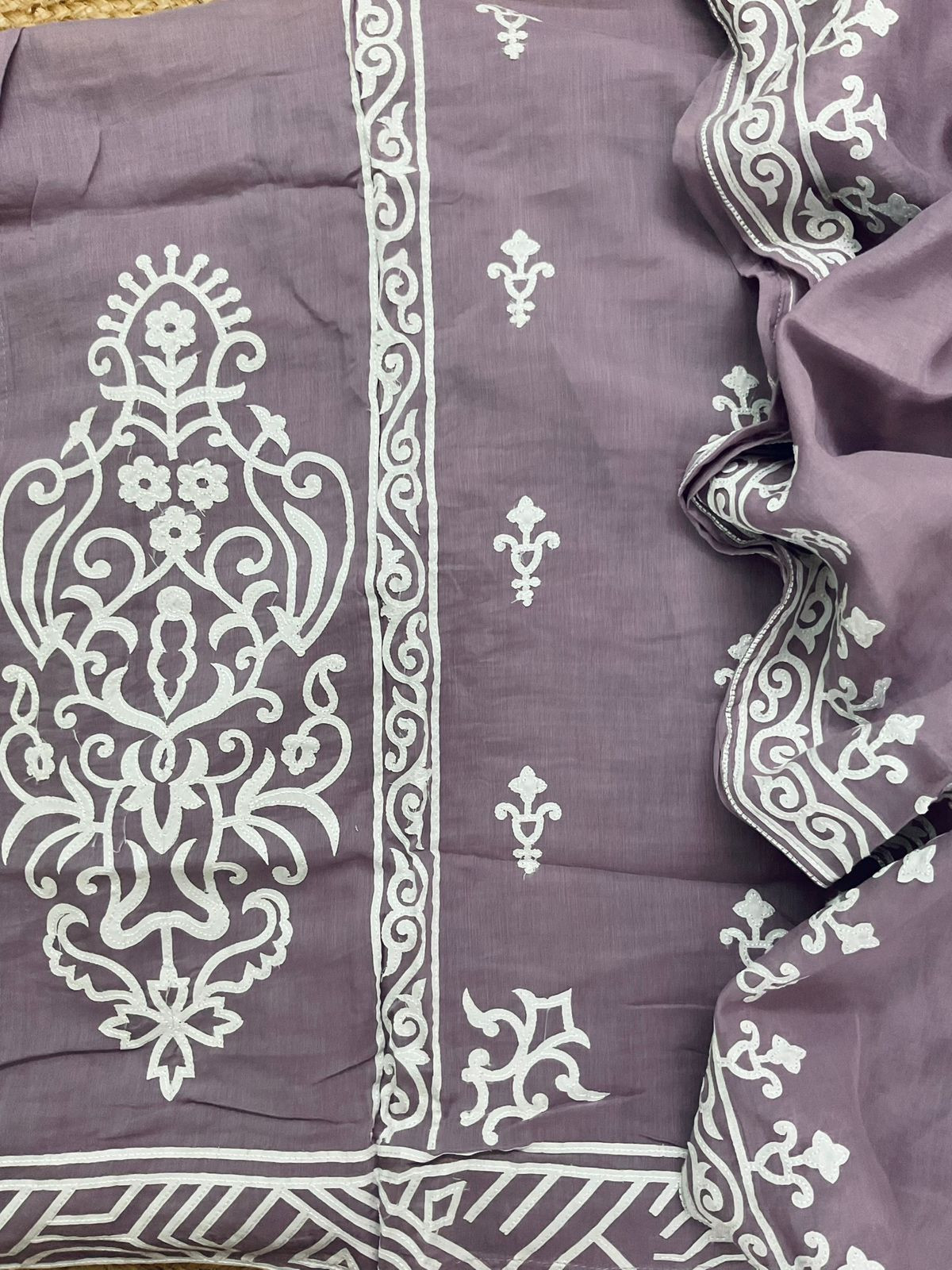 Soft Chanderi Embroidered Suit - Purple