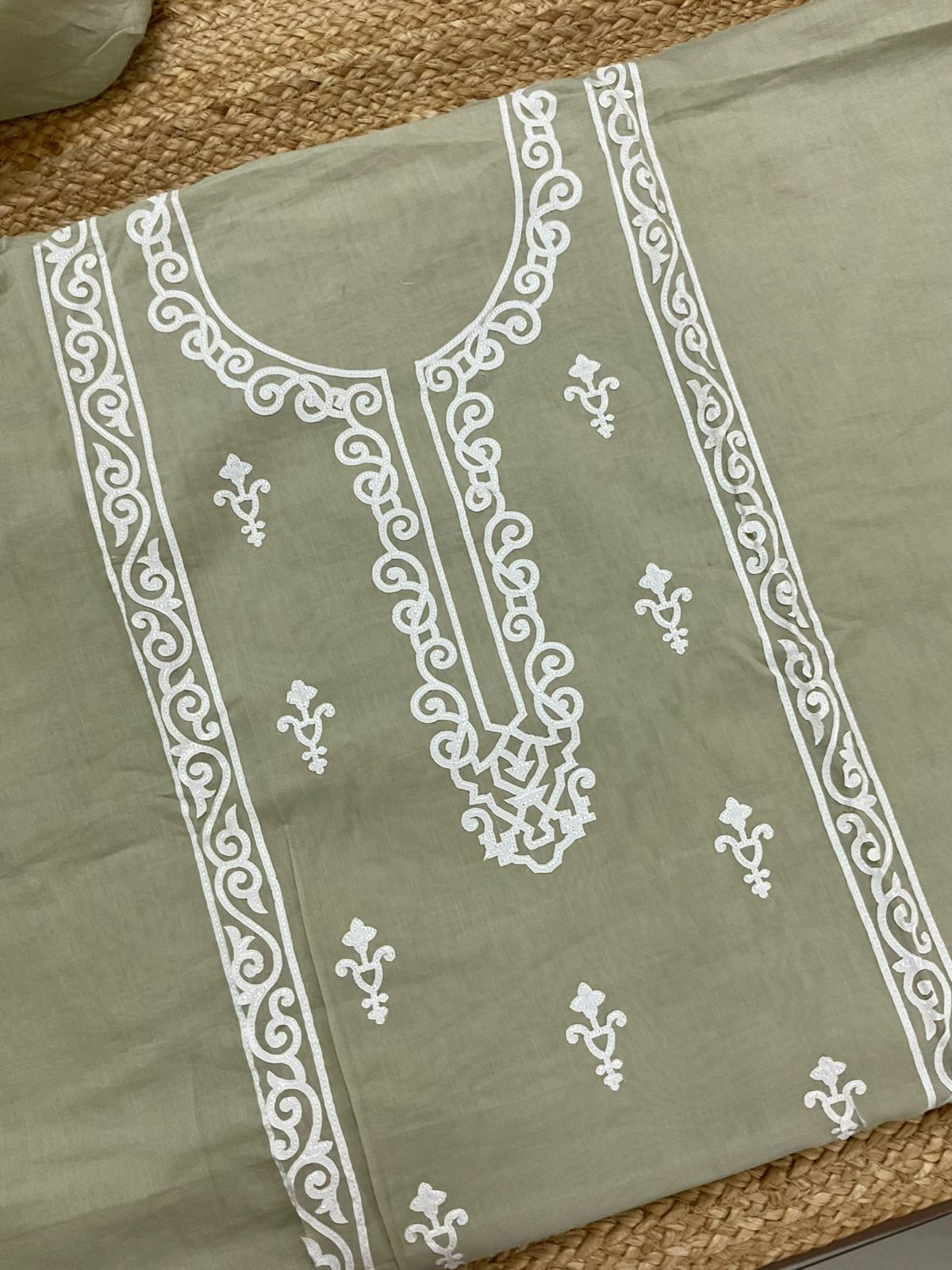 Soft Chanderi Embroidered Suit - Green