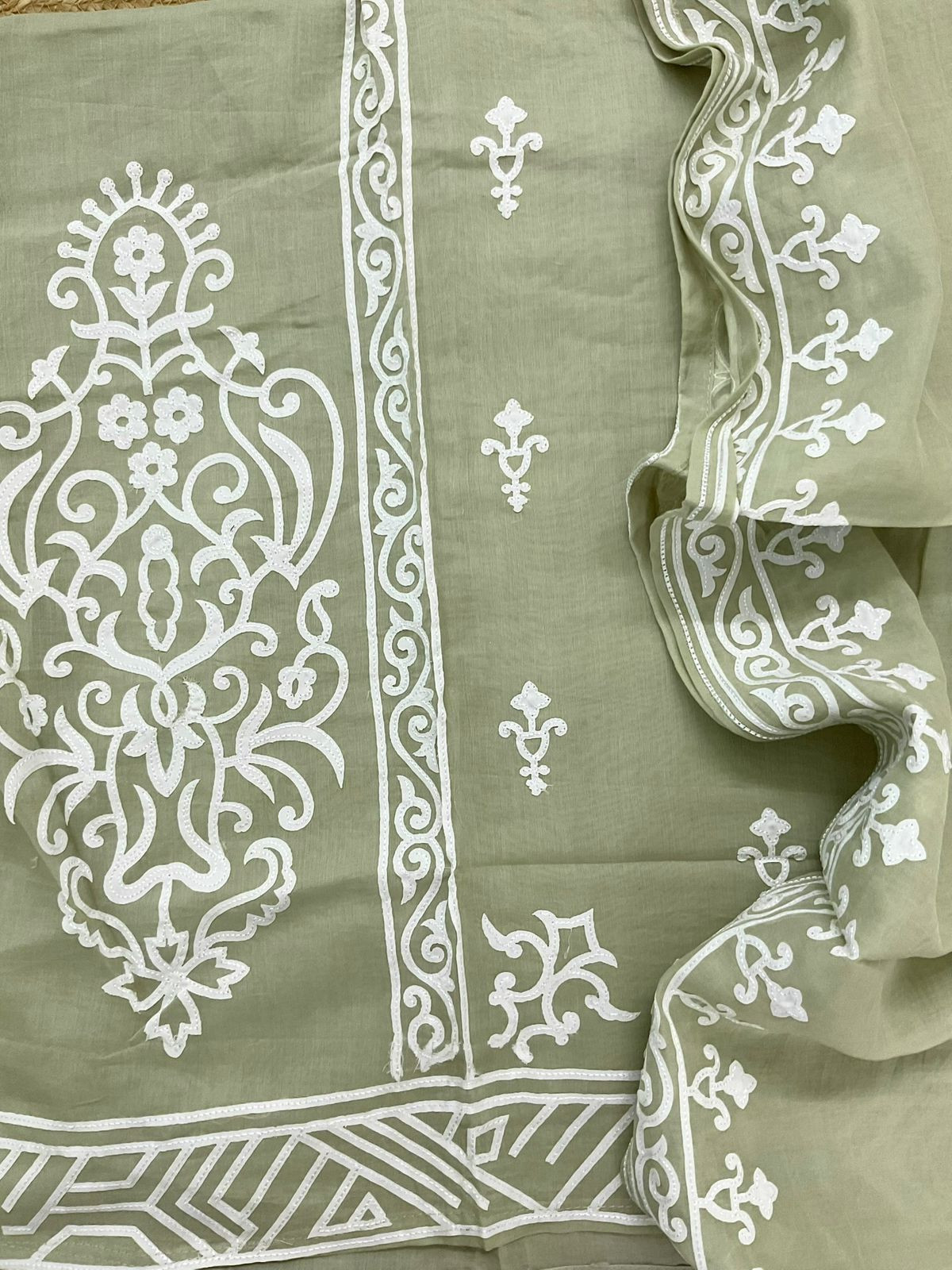 Soft Chanderi Embroidered Suit - Green