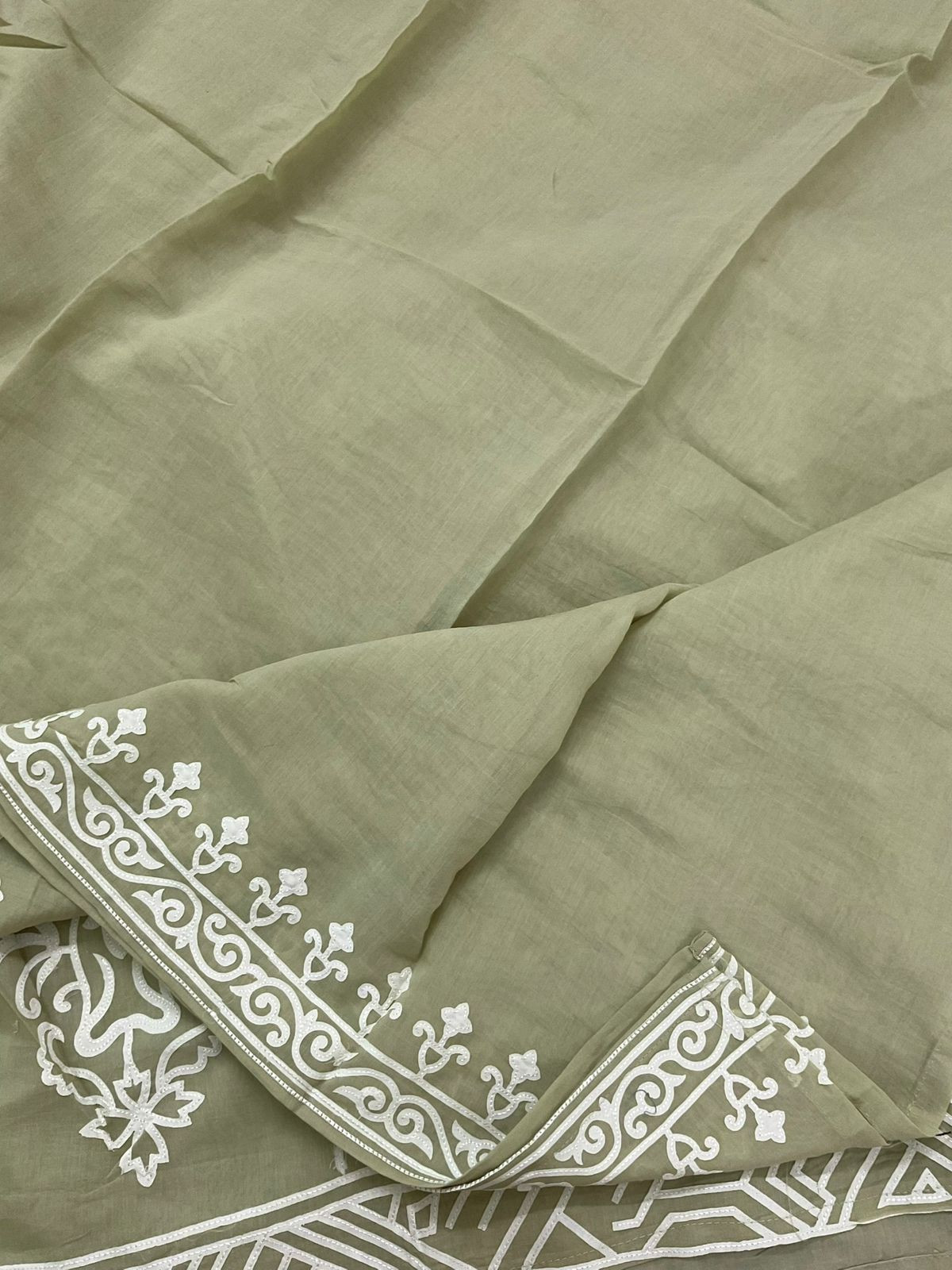 Soft Chanderi Embroidered Suit - Green