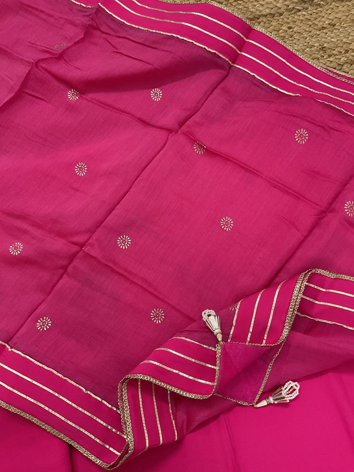 Pure Muslin Embroidered Suit - Pink