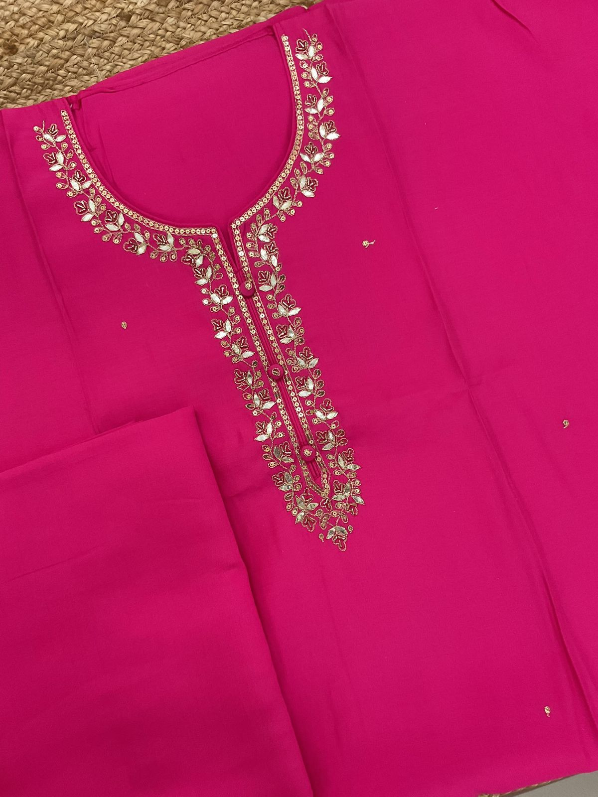 Pure Muslin Embroidered Suit - Pink