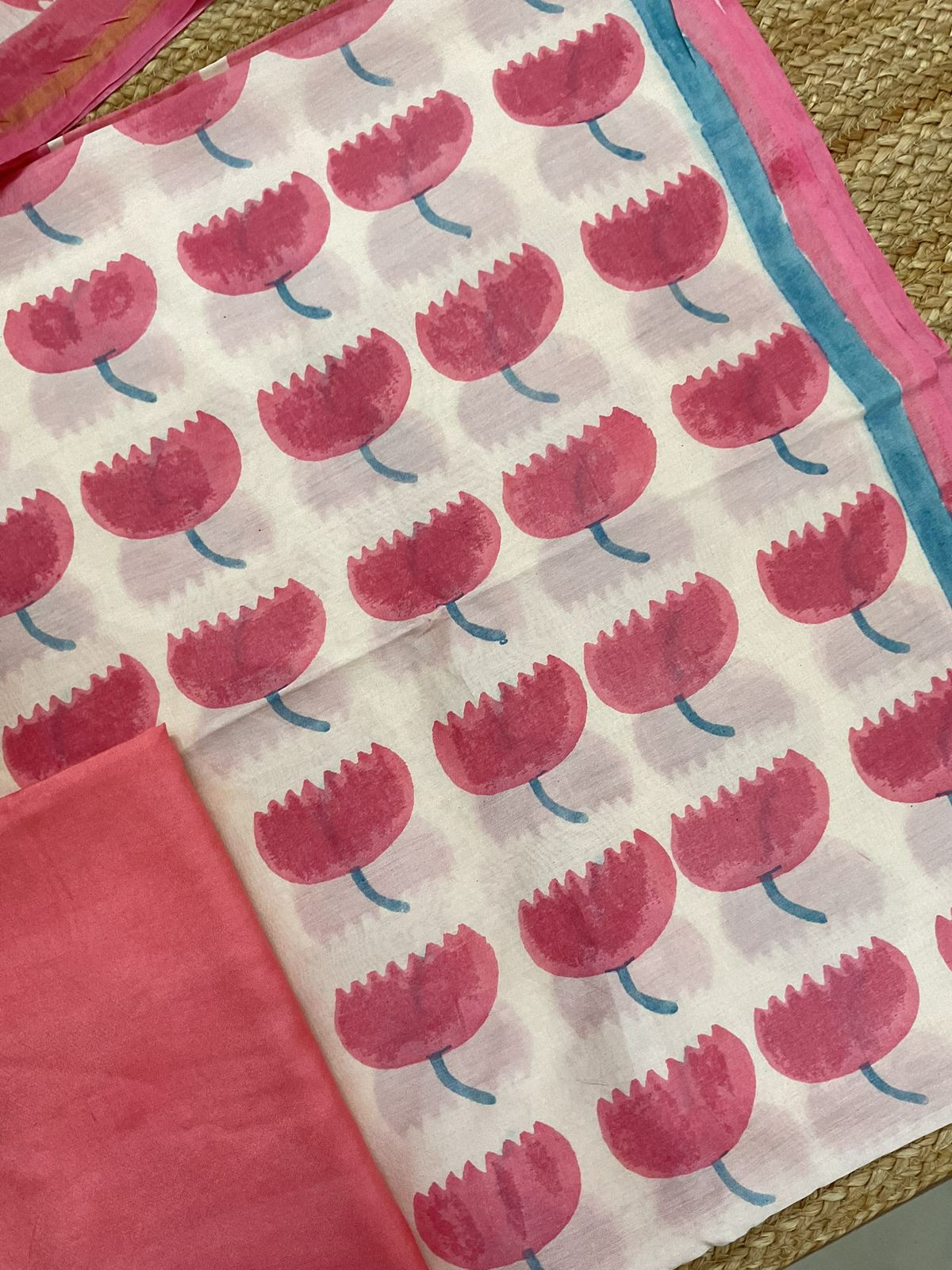 Pure Chanderi Printed Suit - Cream