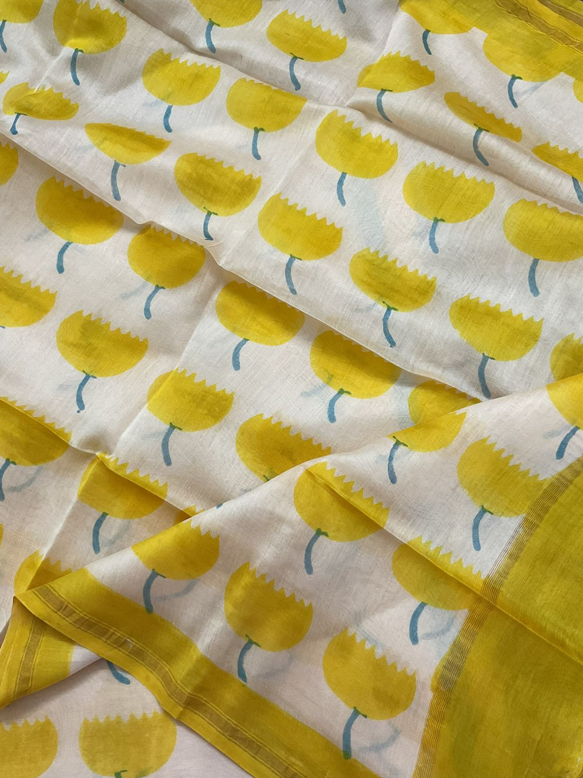 Pure Chanderi Printed Suit - Cream