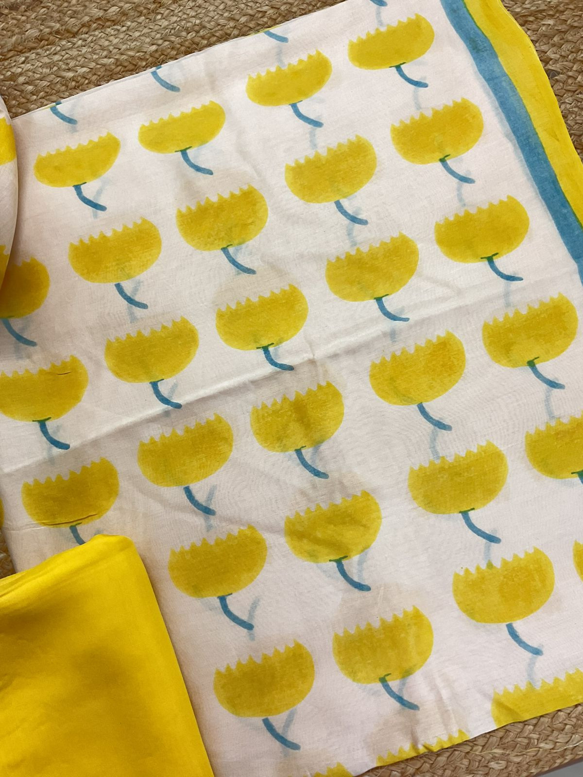 Pure Chanderi Printed Suit - Cream