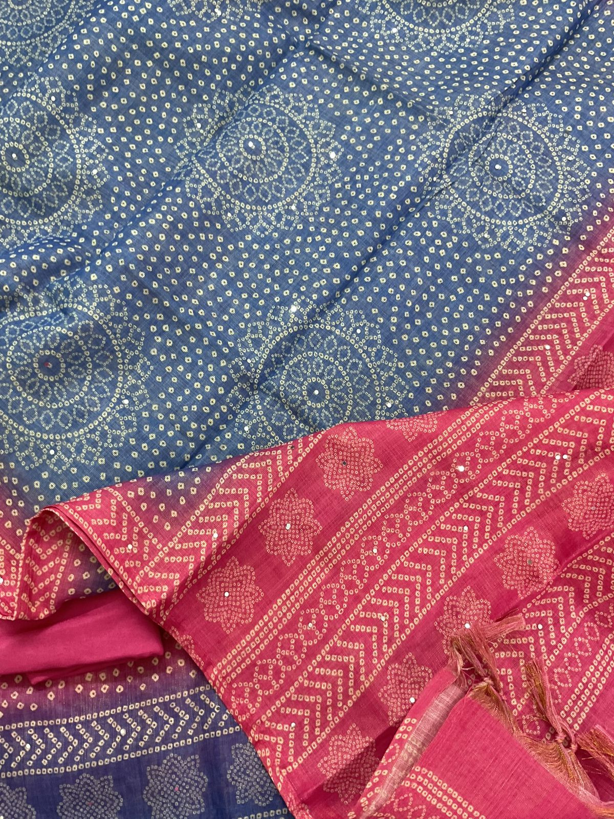 Soft Tissue Slub Cotton Printed Embroidered Suit - Pink