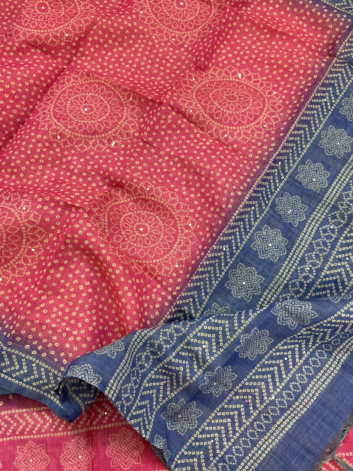 Soft Tissue Slub Cotton Printed Embroidered Suit - Blue