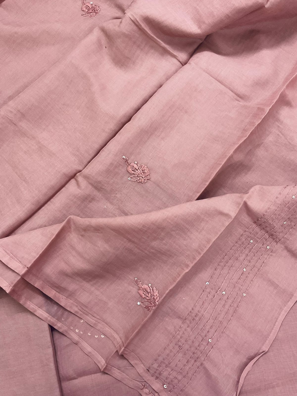 Soft Chanderi Embroidered Suit - Onion Pink