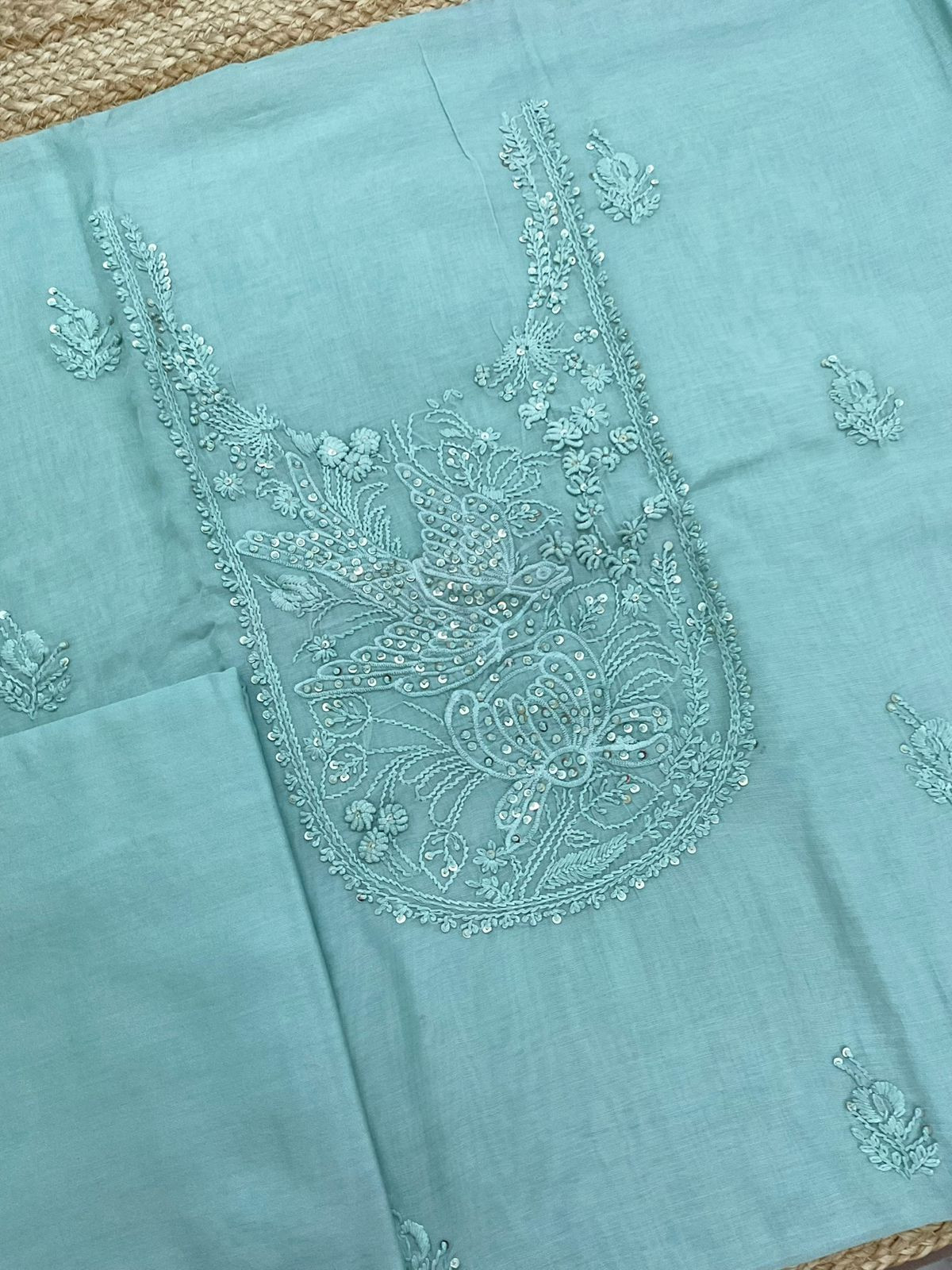 Soft Chanderi Embroidered Suit - Blue