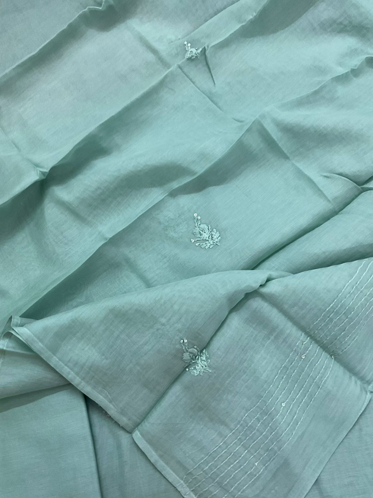 Soft Chanderi Embroidered Suit - Blue