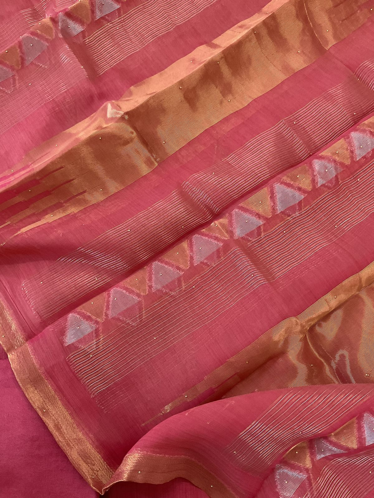 Pure Slub Chanderi Banarasi Weaved Embroidered Suit - Pink