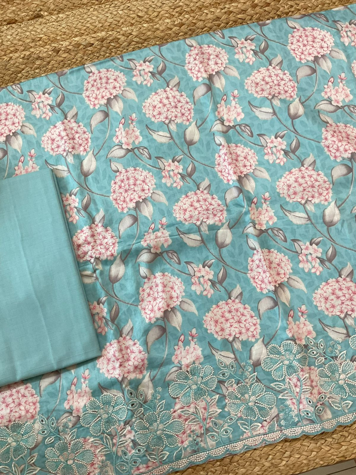 Pure Jaam Cotton Printed Embroidered Suit - Blue