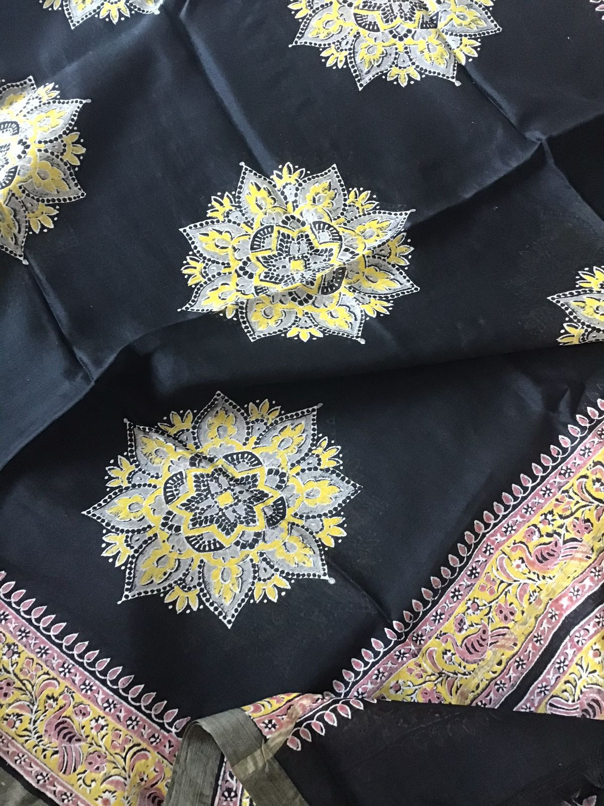 Pure Chanderi Printed Suit - Black