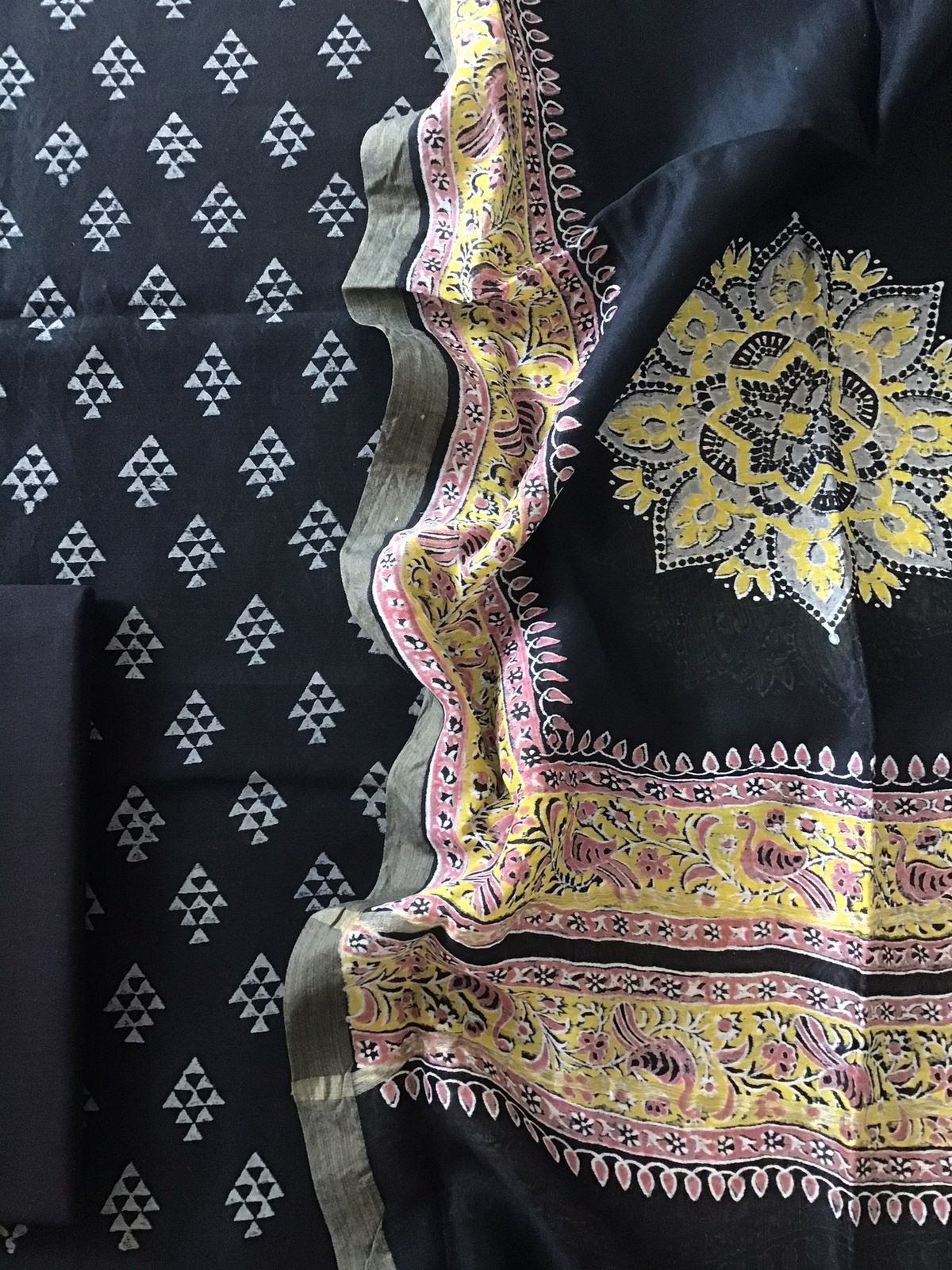 Pure Chanderi Printed Suit - Black