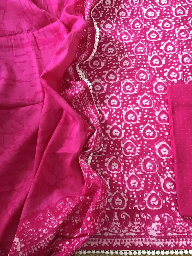 Image of Pure Cotton Printed Suit - Pink
