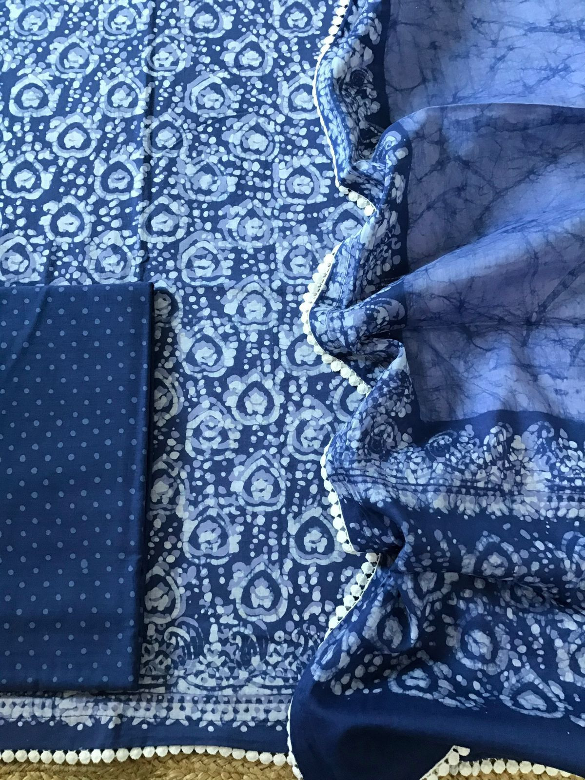 Pure Cotton Printed Suit - Blue