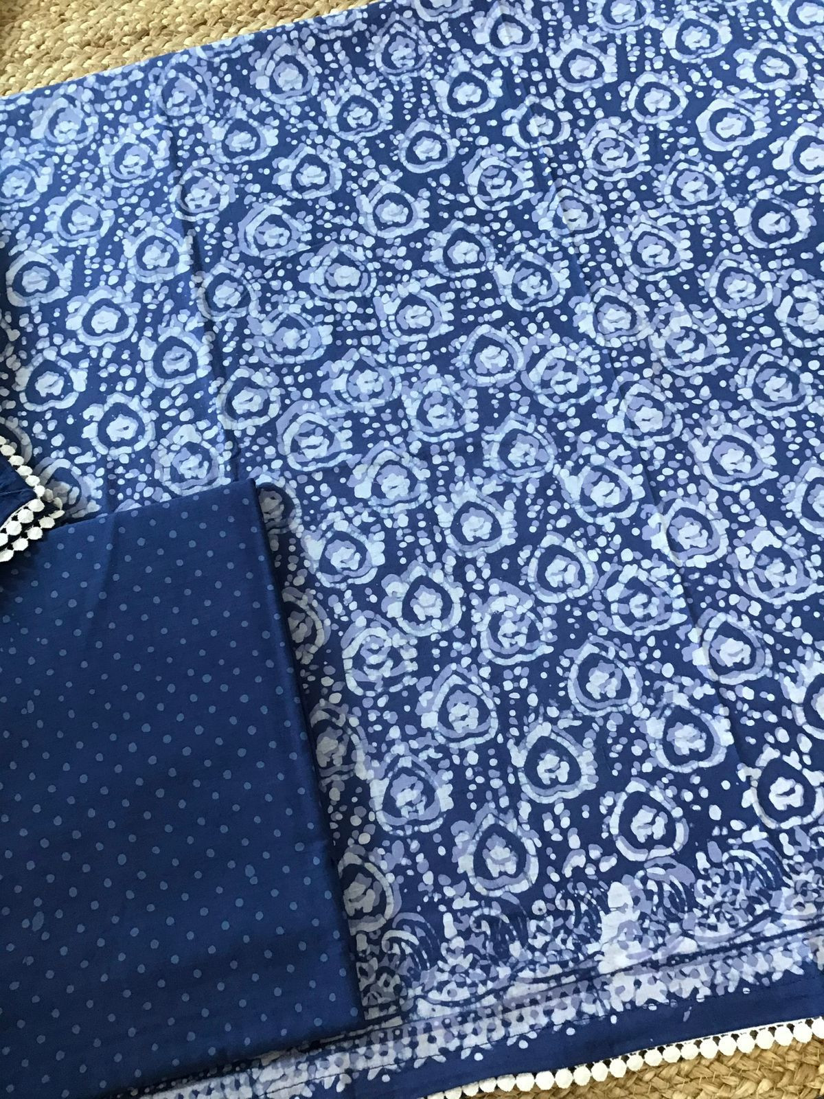 Pure Cotton Printed Suit - Blue