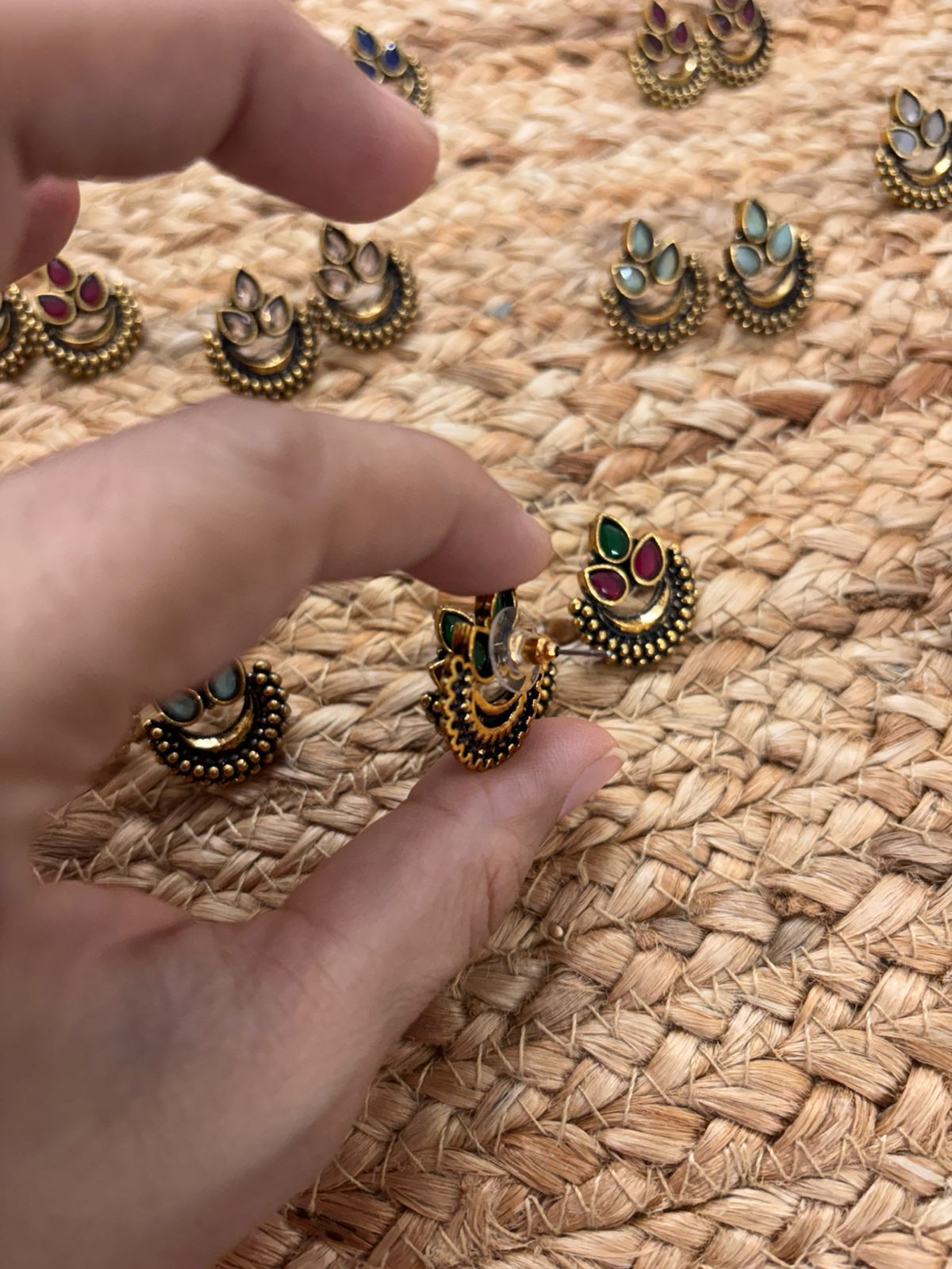 Metallic Oxidised Gold Earrings - Multi