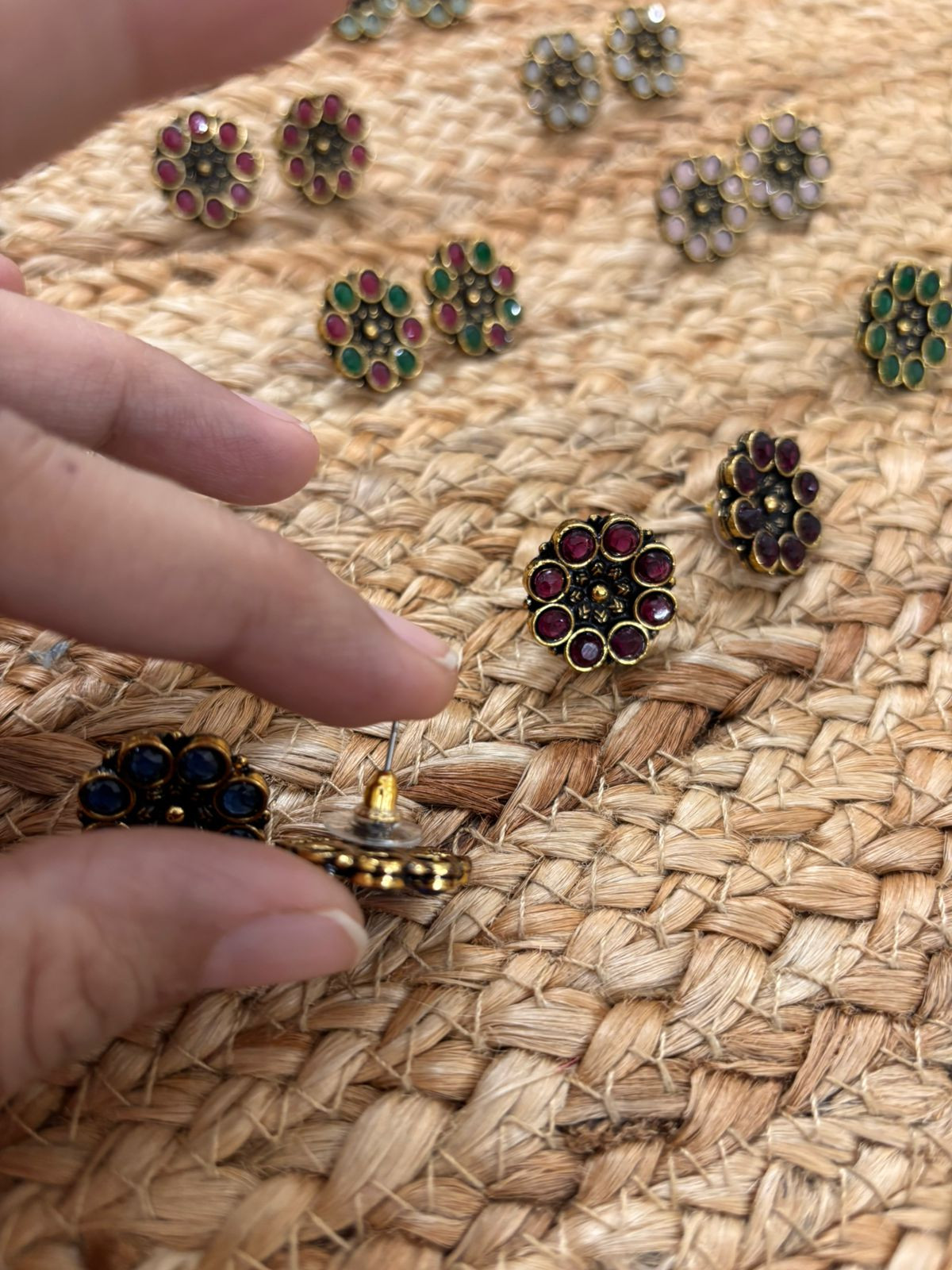 Metallic Oxidised Gold Earrings - Black