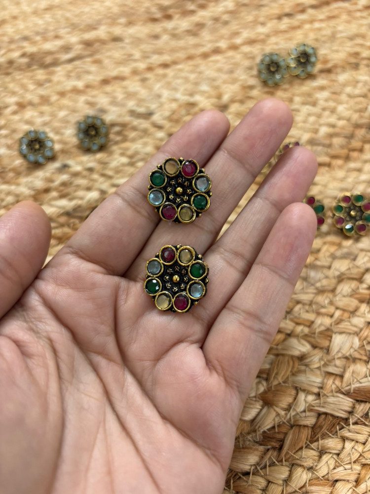 Image of Metallic Oxidised Gold Earrings - Multi