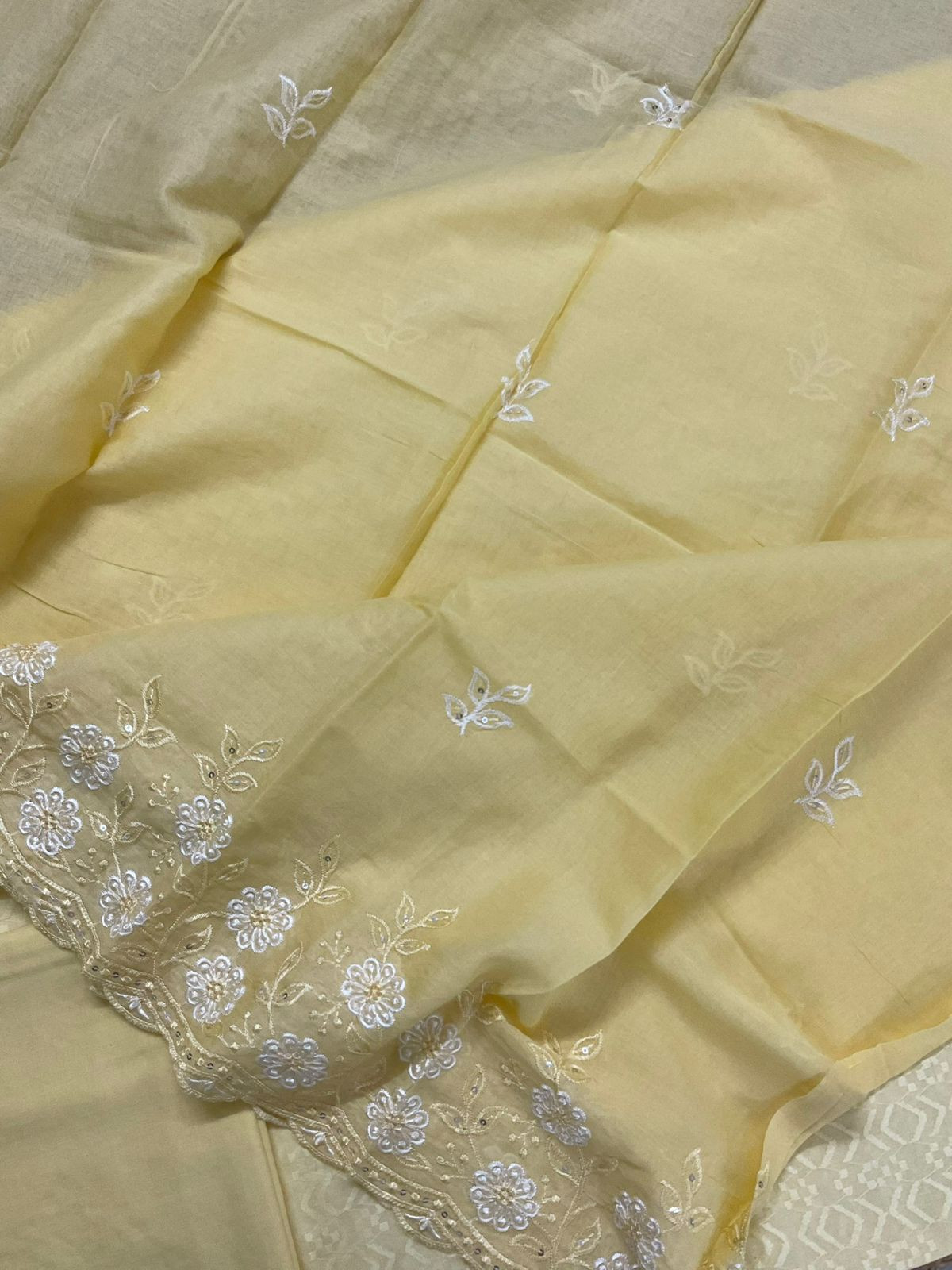Pure Cotton Embroidered Suit - Yellow