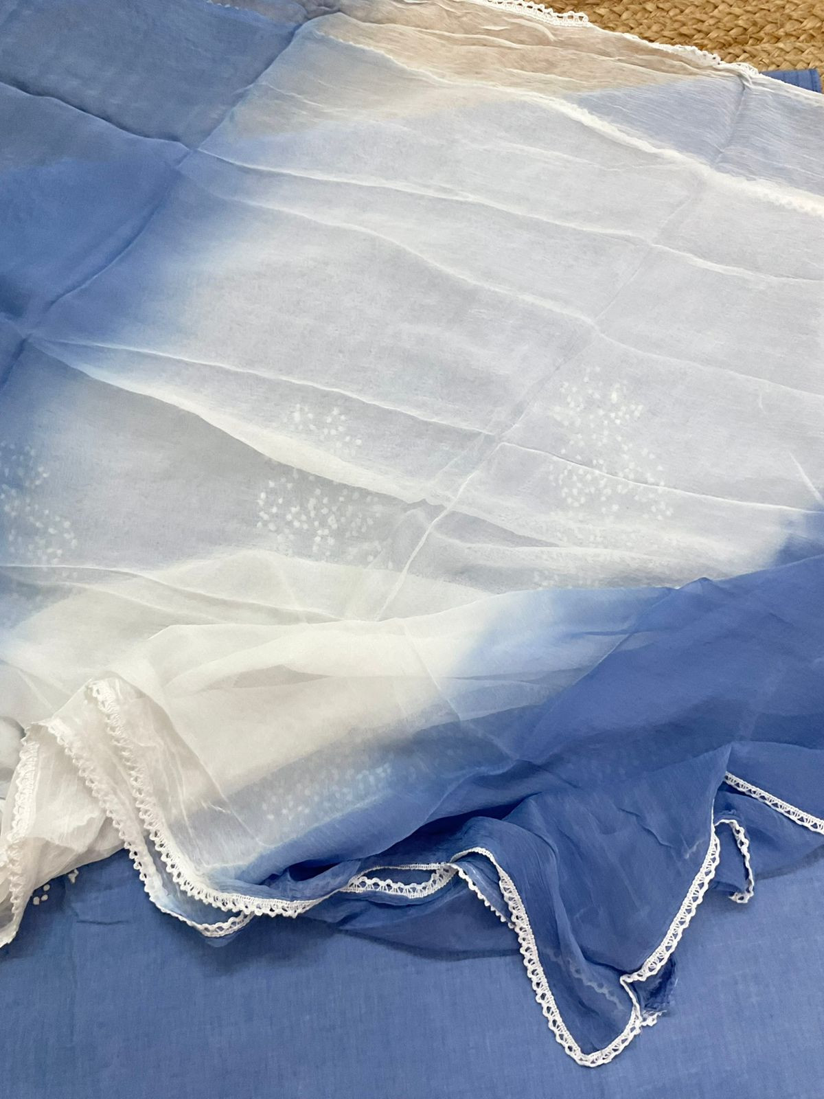 Pure Cotton Embroidered Suit - Blue