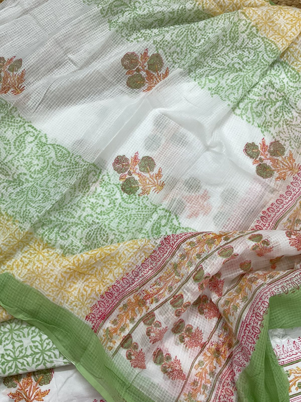 Pure Cotton Printed Embroidered Suit - White