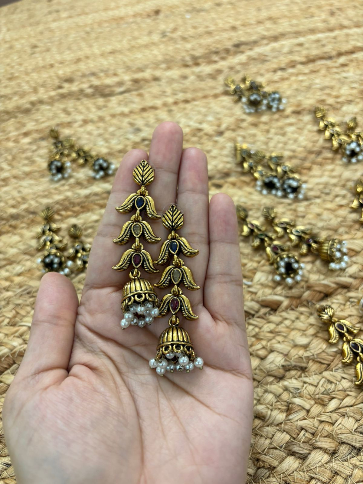 Metallic Oxidised Gold Earrings - Multicolour